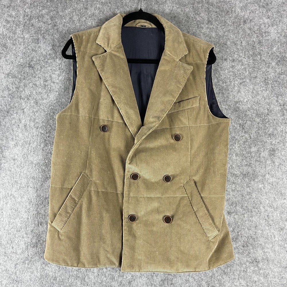 Suitsupply Bodywarmer Italian‎ Corduroy Vest Mens Medium Tan Double Breasted